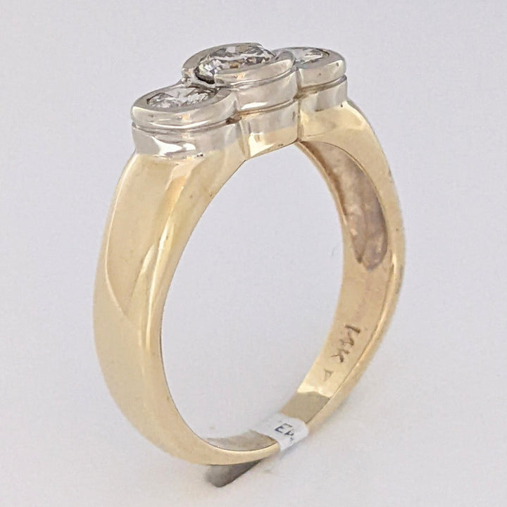 14K 1.00 CARAT TOTAL WEIGHT I1 I DIAMOND ROUND (3) BEZEL SET TRINITY ESTATE RING 5.6 GRAMS