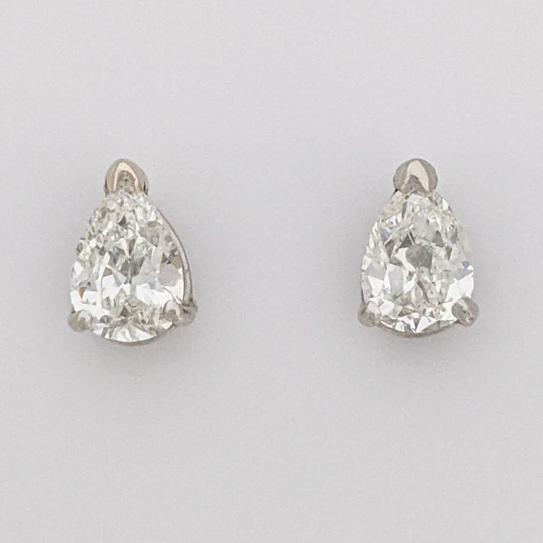 14K WHITE 1.44 CARAT TOTAL WEIGHT VS1 H DIAMOND PEAR SHAPE (2) ESTATE STUD EARRINGS 1.7 GRAMS