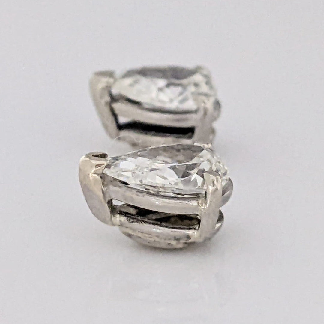 14K WHITE 1.44 CARAT TOTAL WEIGHT VS1 H DIAMOND PEAR SHAPE (2) ESTATE STUD EARRINGS 1.7 GRAMS