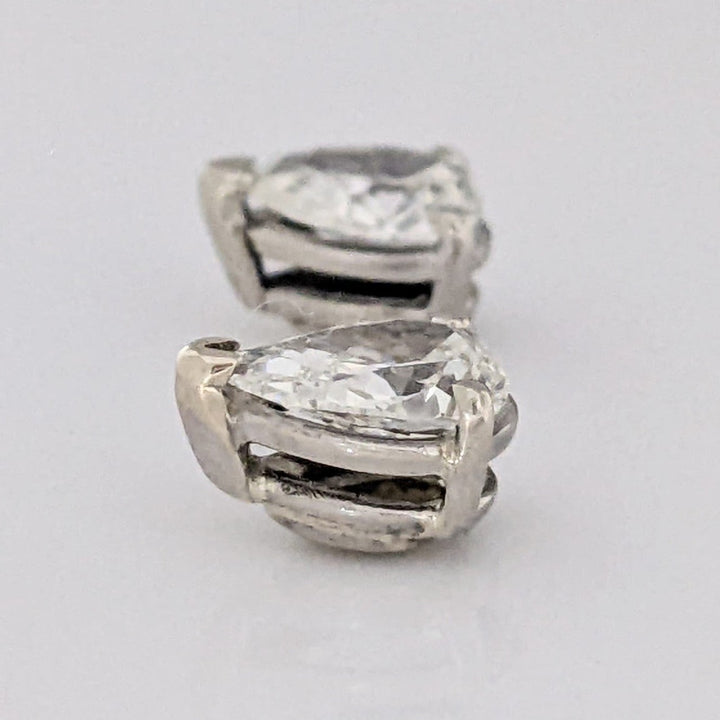 14K WHITE 1.44 CARAT TOTAL WEIGHT VS1 H DIAMOND PEAR SHAPE (2) ESTATE STUD EARRINGS 1.7 GRAMS