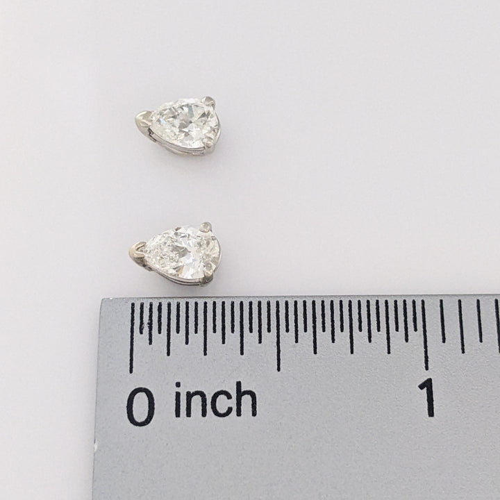 14K WHITE 1.44 CARAT TOTAL WEIGHT VS1 H DIAMOND PEAR SHAPE (2) ESTATE STUD EARRINGS 1.7 GRAMS