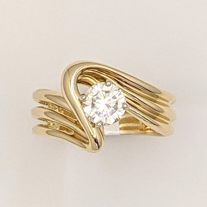 14K .75 CARAT TOTAL SI1 K DIAMOND ROUND 3-ROW SWIRL TOP ESTATE RING 6.6 GRAMS