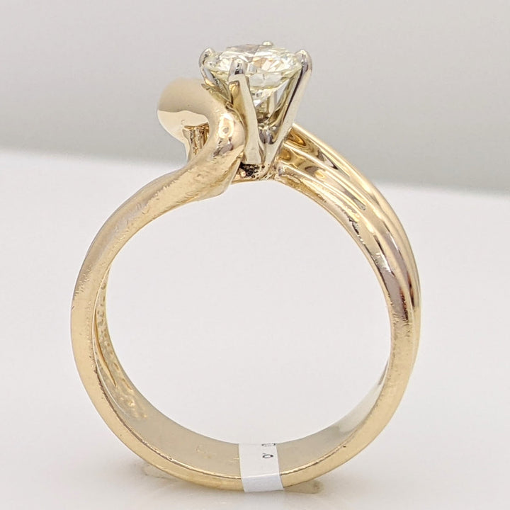 14K .75 CARAT TOTAL SI1 K DIAMOND ROUND 3-ROW SWIRL TOP ESTATE RING 6.6 GRAMS