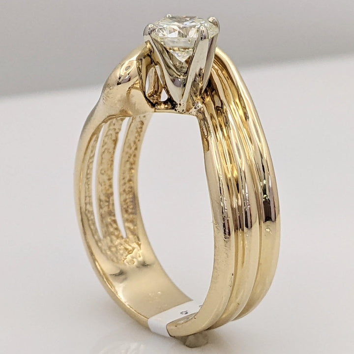 14K .75 CARAT TOTAL SI1 K DIAMOND ROUND 3-ROW SWIRL TOP ESTATE RING 6.6 GRAMS