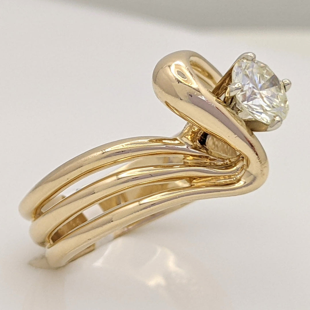 14K .75 CARAT TOTAL SI1 K DIAMOND ROUND 3-ROW SWIRL TOP ESTATE RING 6.6 GRAMS