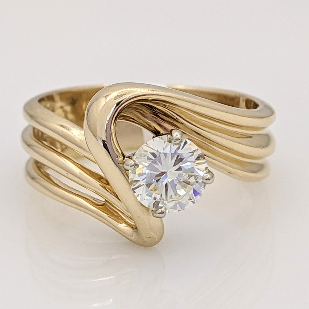 14K .75 CARAT TOTAL SI1 K DIAMOND ROUND 3-ROW SWIRL TOP ESTATE RING 6.6 GRAMS