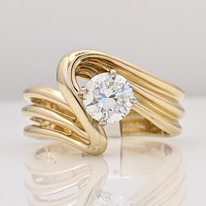 14K .75 CARAT TOTAL SI1 K DIAMOND ROUND 3-ROW SWIRL TOP ESTATE RING 6.6 GRAMS