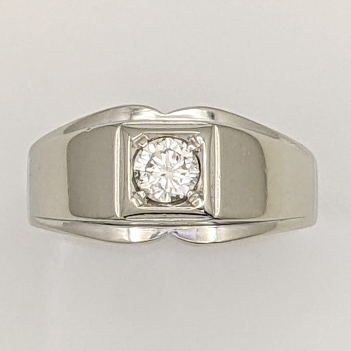 14K WHITE .45 CARAT TOTAL SI2 H DIAMOND ROUND BOXHEAD ESTATE RING 7.9 GRAMS