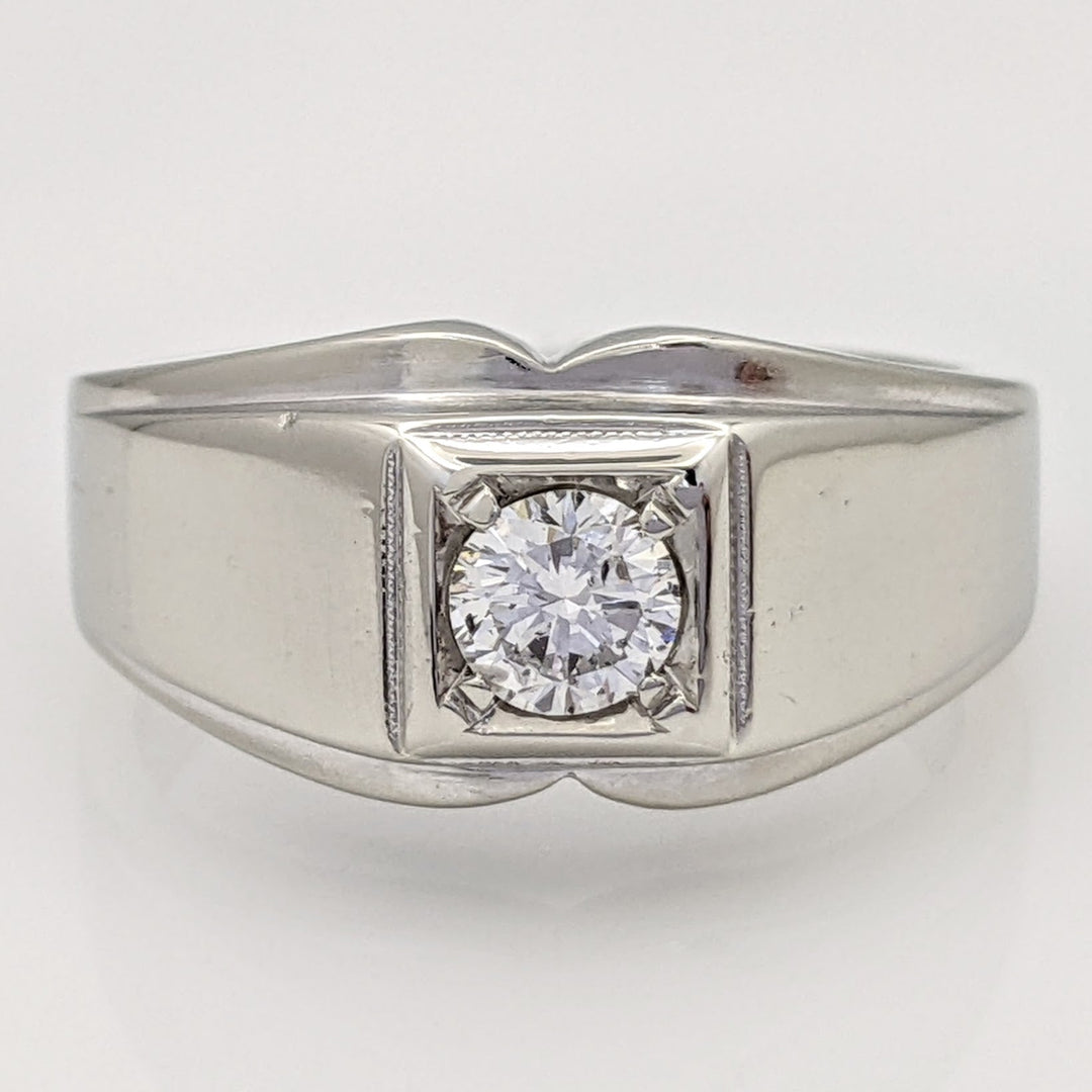 14K WHITE .45 CARAT TOTAL SI2 H DIAMOND ROUND BOXHEAD ESTATE RING 7.9 GRAMS