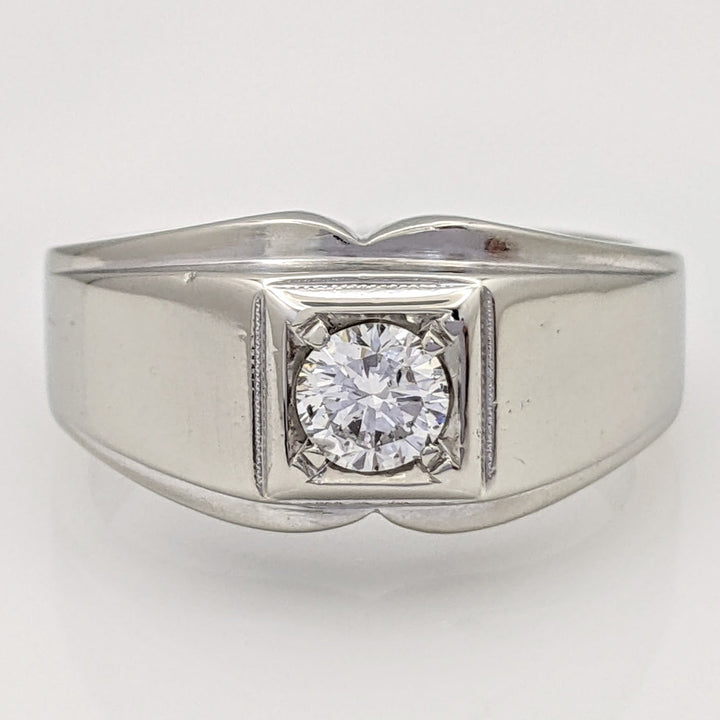 14K WHITE .45 CARAT TOTAL SI2 H DIAMOND ROUND BOXHEAD ESTATE RING 7.9 GRAMS