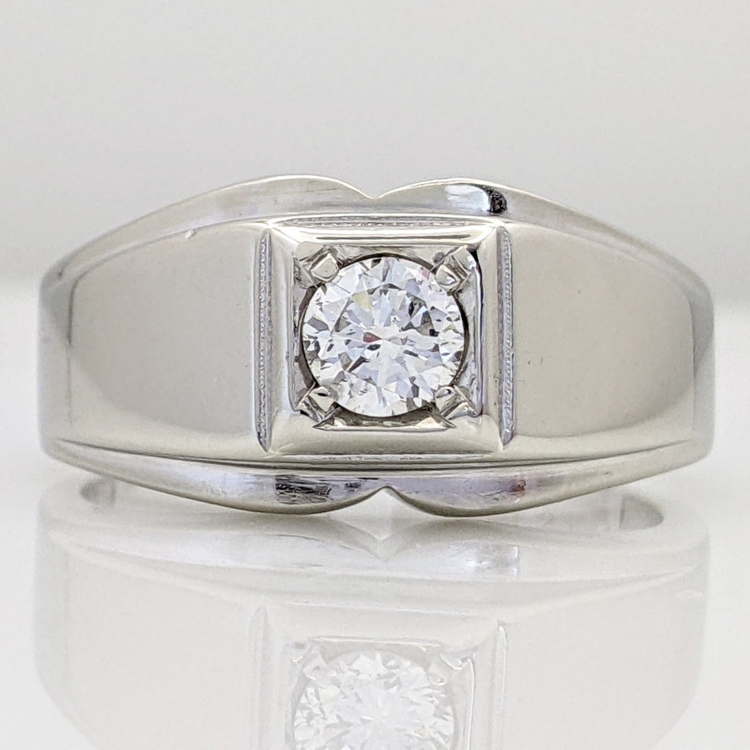 14K WHITE .45 CARAT TOTAL SI2 H DIAMOND ROUND BOXHEAD ESTATE RING 7.9 GRAMS