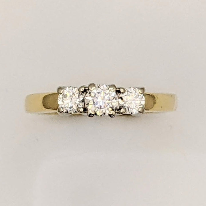 14K .65 CARAT TOTAL WEIGHT I1 I DIAMOND ROUND (3) ESTATE TRINITY RING 4.4 GRAMS