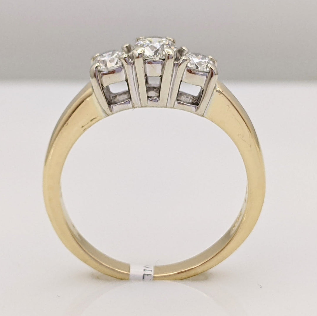 14K .65 CARAT TOTAL WEIGHT I1 I DIAMOND ROUND (3) ESTATE TRINITY RING 4.4 GRAMS