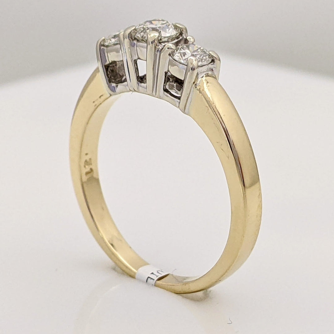 14K .65 CARAT TOTAL WEIGHT I1 I DIAMOND ROUND (3) ESTATE TRINITY RING 4.4 GRAMS