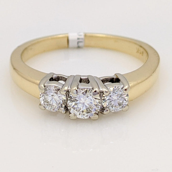 14K .65 CARAT TOTAL WEIGHT I1 I DIAMOND ROUND (3) ESTATE TRINITY RING 4.4 GRAMS
