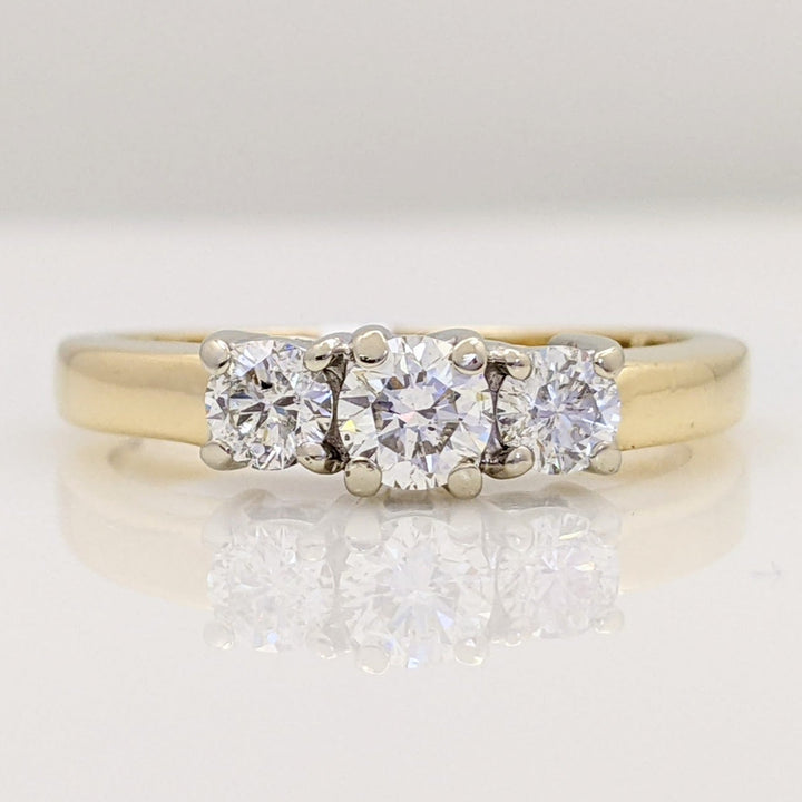 14K .65 CARAT TOTAL WEIGHT I1 I DIAMOND ROUND (3) ESTATE TRINITY RING 4.4 GRAMS