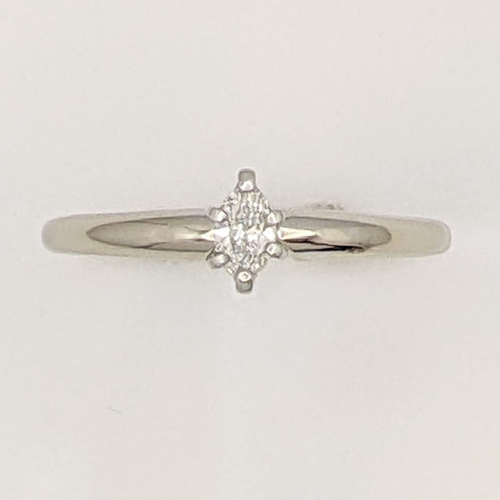 14K WHITE .20 CARAT TOTAL SI2 G DIAMOND MARQUISE ESTATE SOLITAIRE RING 2.1 GRAMS