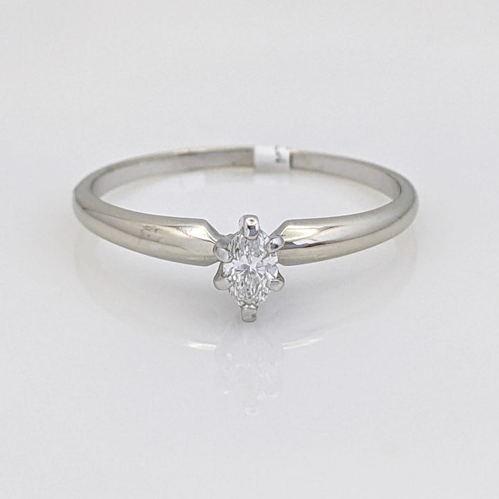 14K WHITE .20 CARAT TOTAL SI2 G DIAMOND MARQUISE ESTATE SOLITAIRE RING 2.1 GRAMS