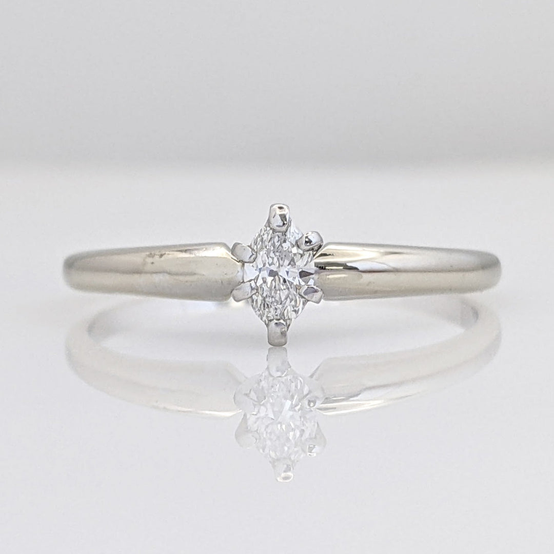 14K WHITE .20 CARAT TOTAL SI2 G DIAMOND MARQUISE ESTATE SOLITAIRE RING 2.1 GRAMS