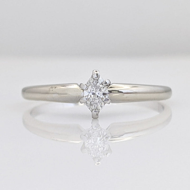 14K WHITE .20 CARAT TOTAL SI2 G DIAMOND MARQUISE ESTATE SOLITAIRE RING 2.1 GRAMS