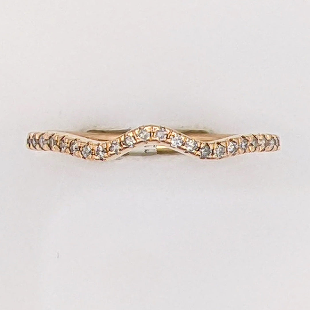 10K ROSE .12 CARAT TOTAL WEIGHT I2 I DIAMOND ROUND (24) CURVED ESTATE BAND 1.2 GRAMS