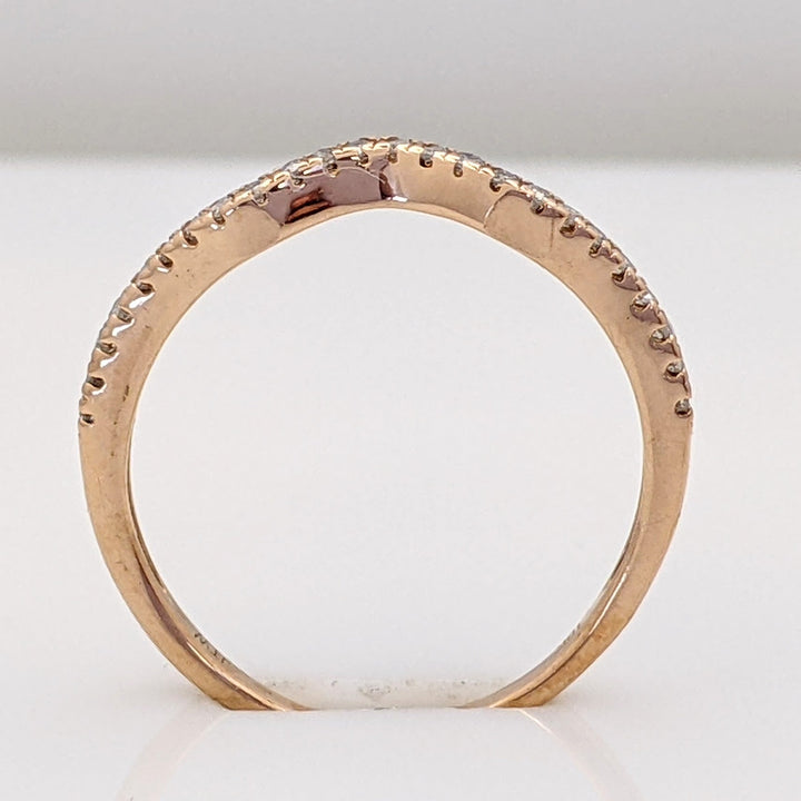 10K ROSE .12 CARAT TOTAL WEIGHT I2 I DIAMOND ROUND (24) CURVED ESTATE BAND 1.2 GRAMS