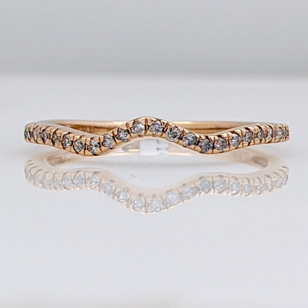 10K ROSE .12 CARAT TOTAL WEIGHT I2 I DIAMOND ROUND (24) CURVED ESTATE BAND 1.2 GRAMS