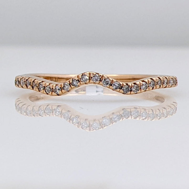 10K ROSE .12 CARAT TOTAL WEIGHT I2 I DIAMOND ROUND (24) CURVED ESTATE BAND 1.2 GRAMS