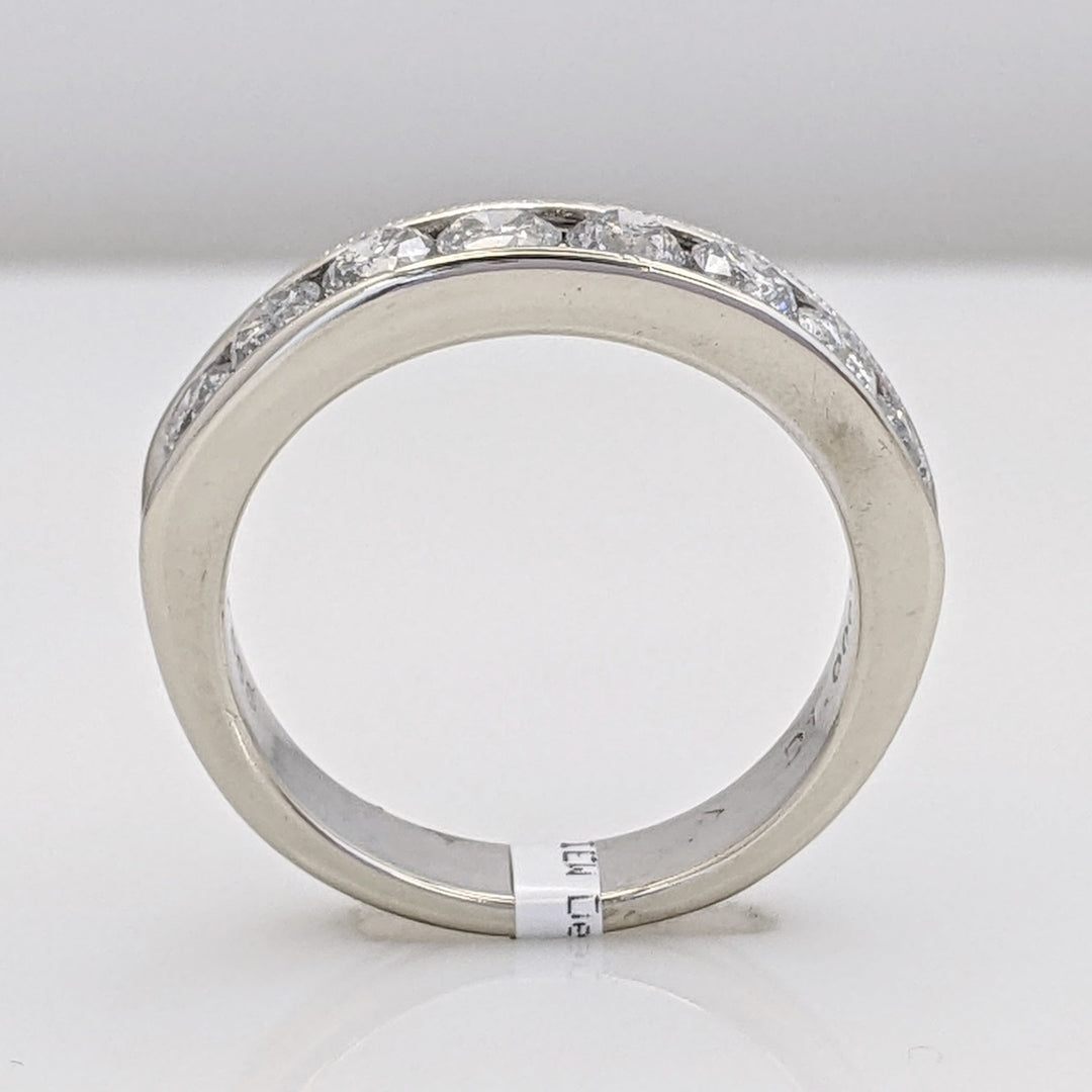 14K WHITE 1.00 CARAT TOTAL WEIGHT I2 H DIAMOND ROUND (8) ESTATE CHANNEL SET BAND 2.8 GRAMS