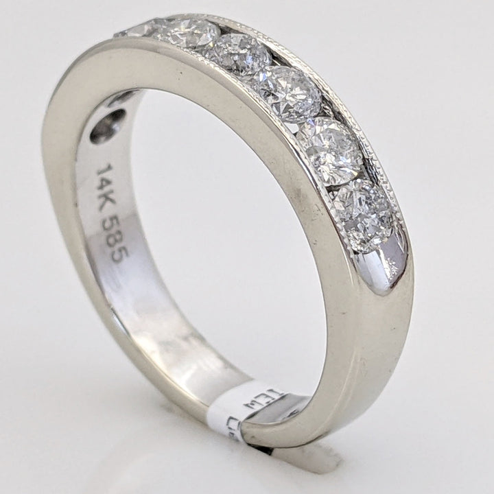 14K WHITE 1.00 CARAT TOTAL WEIGHT I2 H DIAMOND ROUND (8) ESTATE CHANNEL SET BAND 2.8 GRAMS