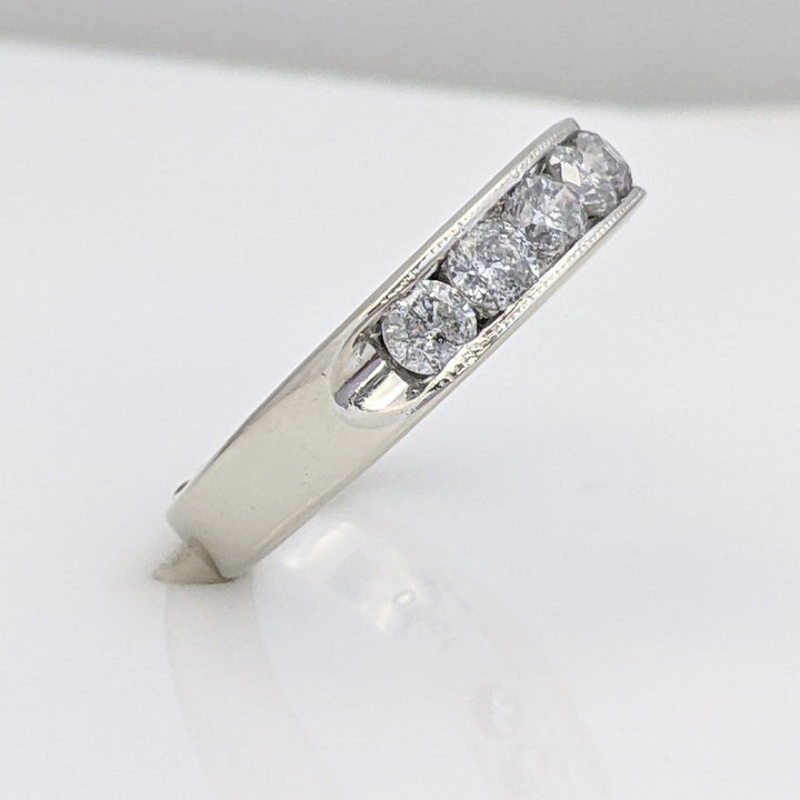 14K WHITE 1.00 CARAT TOTAL WEIGHT I2 H DIAMOND ROUND (8) ESTATE CHANNEL SET BAND 2.8 GRAMS