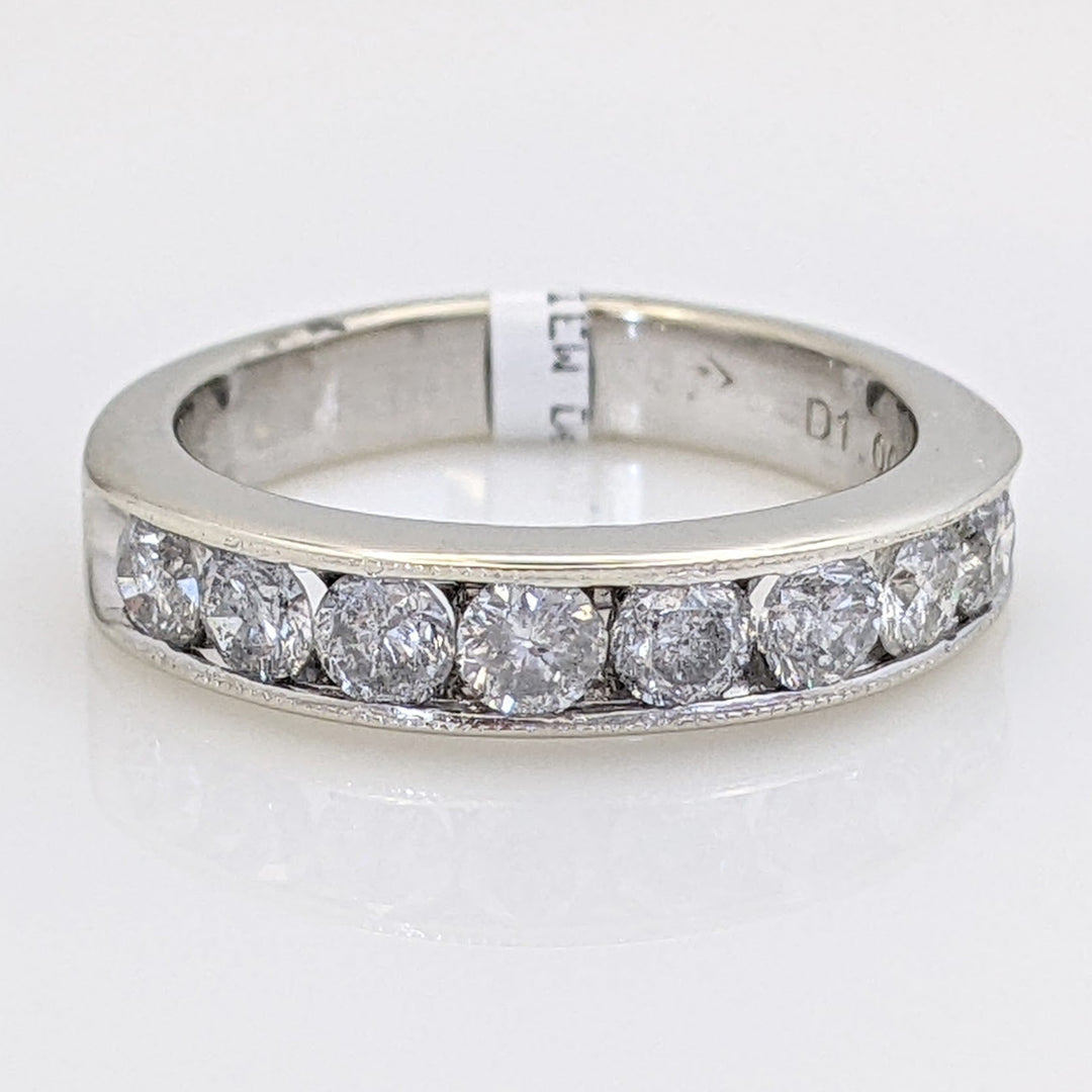 14K WHITE 1.00 CARAT TOTAL WEIGHT I2 H DIAMOND ROUND (8) ESTATE CHANNEL SET BAND 2.8 GRAMS