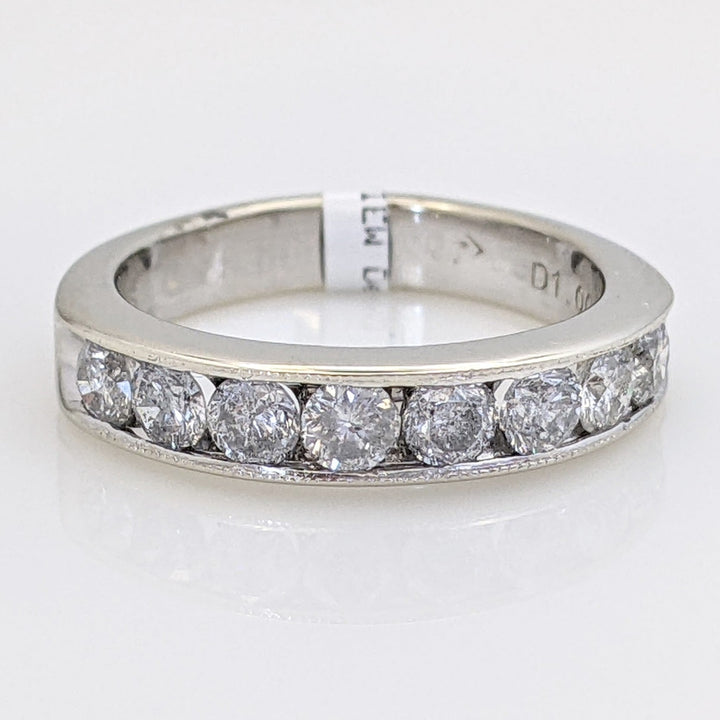 14K WHITE 1.00 CARAT TOTAL WEIGHT I2 H DIAMOND ROUND (8) ESTATE CHANNEL SET BAND 2.8 GRAMS