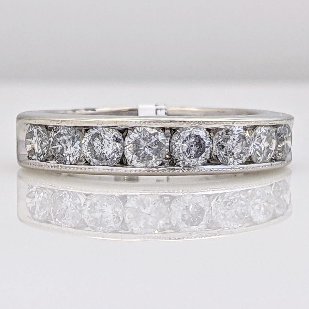 14K WHITE 1.00 CARAT TOTAL WEIGHT I2 H DIAMOND ROUND (8) ESTATE CHANNEL SET BAND 2.8 GRAMS
