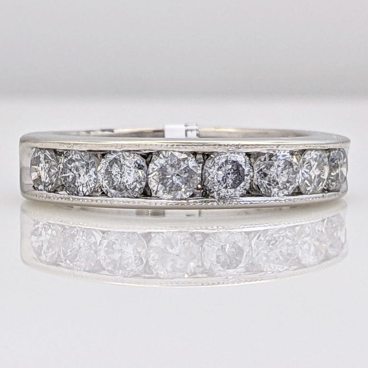 14K WHITE 1.00 CARAT TOTAL WEIGHT I2 H DIAMOND ROUND (8) ESTATE CHANNEL SET BAND 2.8 GRAMS