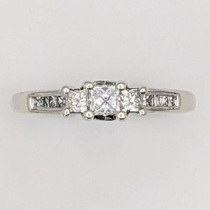 14K WHITE .54 CARAT TOTAL WEIGHT I1 H DIAMOND PRINCESS CUT (13) ESTATE TRINITY RING 3.3 GRAM