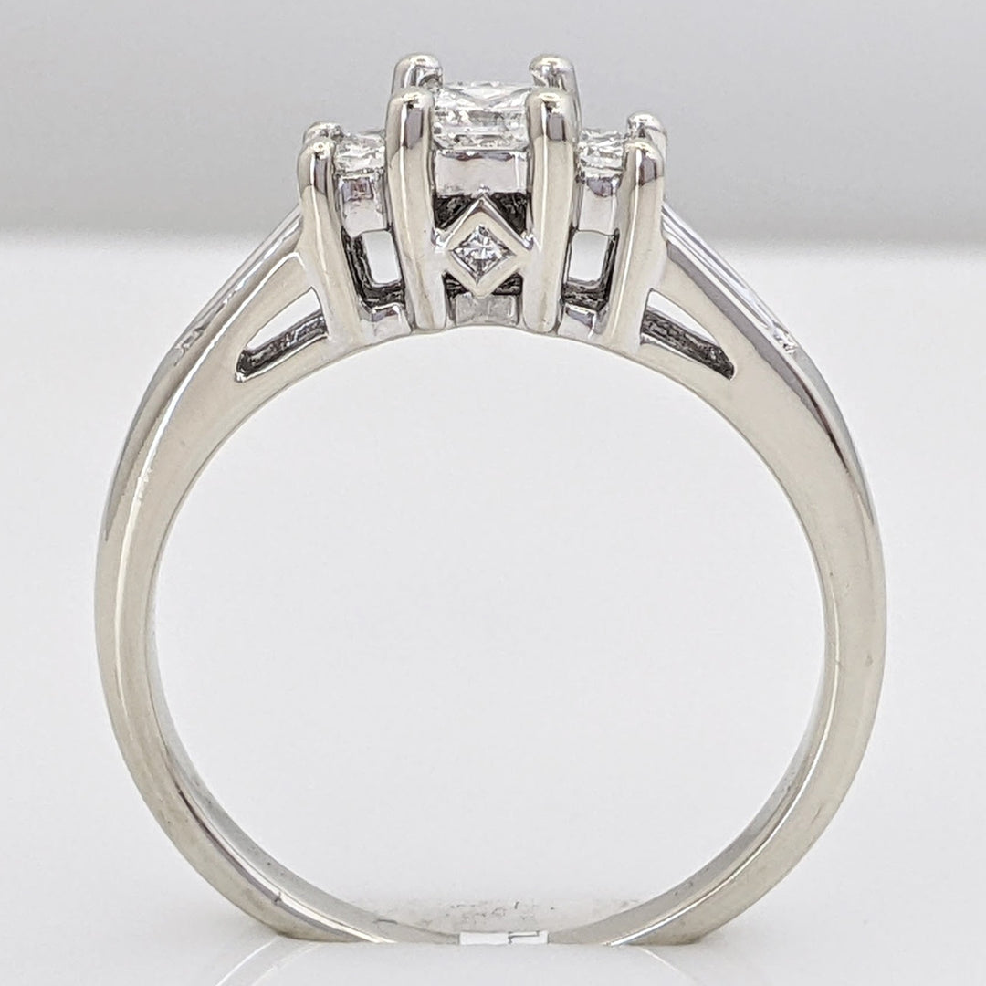 14K WHITE .54 CARAT TOTAL WEIGHT I1 H DIAMOND PRINCESS CUT (13) ESTATE TRINITY RING 3.3 GRAM
