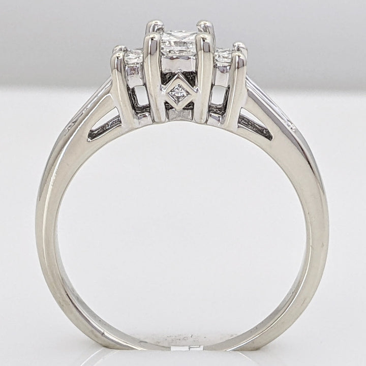 14K WHITE .54 CARAT TOTAL WEIGHT I1 H DIAMOND PRINCESS CUT (13) ESTATE TRINITY RING 3.3 GRAM