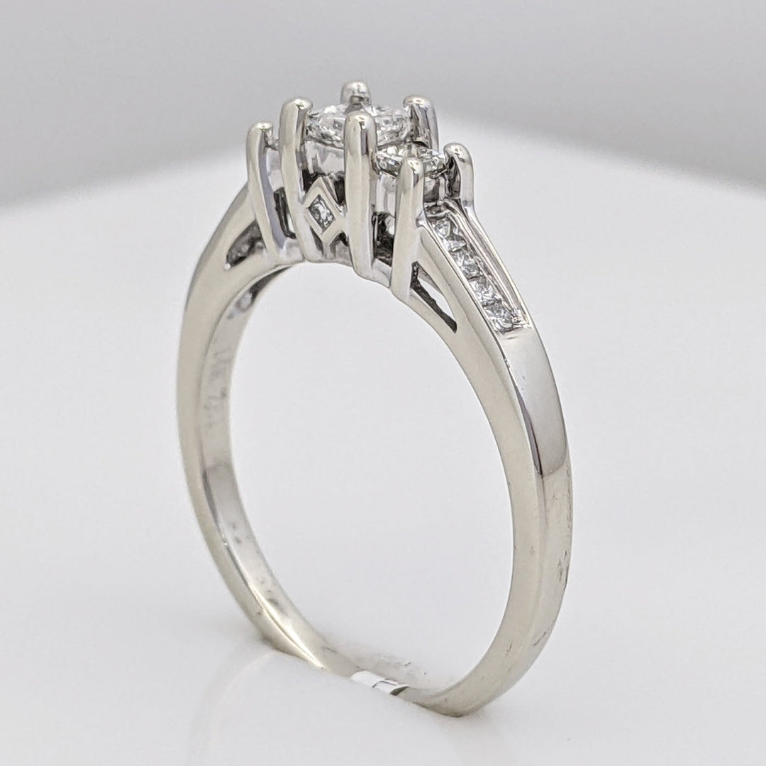 14K WHITE .54 CARAT TOTAL WEIGHT I1 H DIAMOND PRINCESS CUT (13) ESTATE TRINITY RING 3.3 GRAM