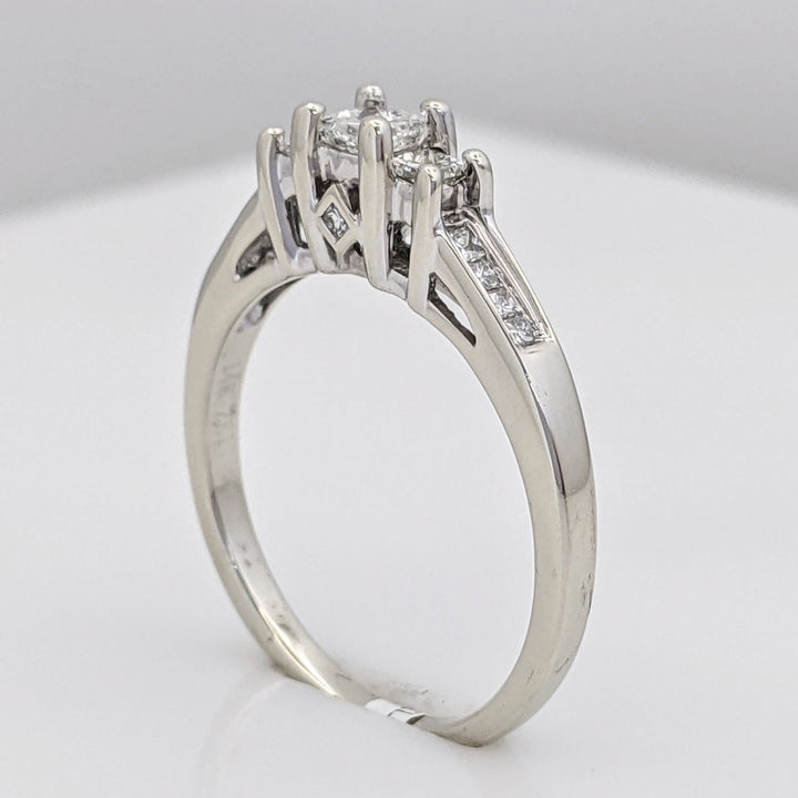 14K WHITE .54 CARAT TOTAL WEIGHT I1 H DIAMOND PRINCESS CUT (13) ESTATE TRINITY RING 3.3 GRAM