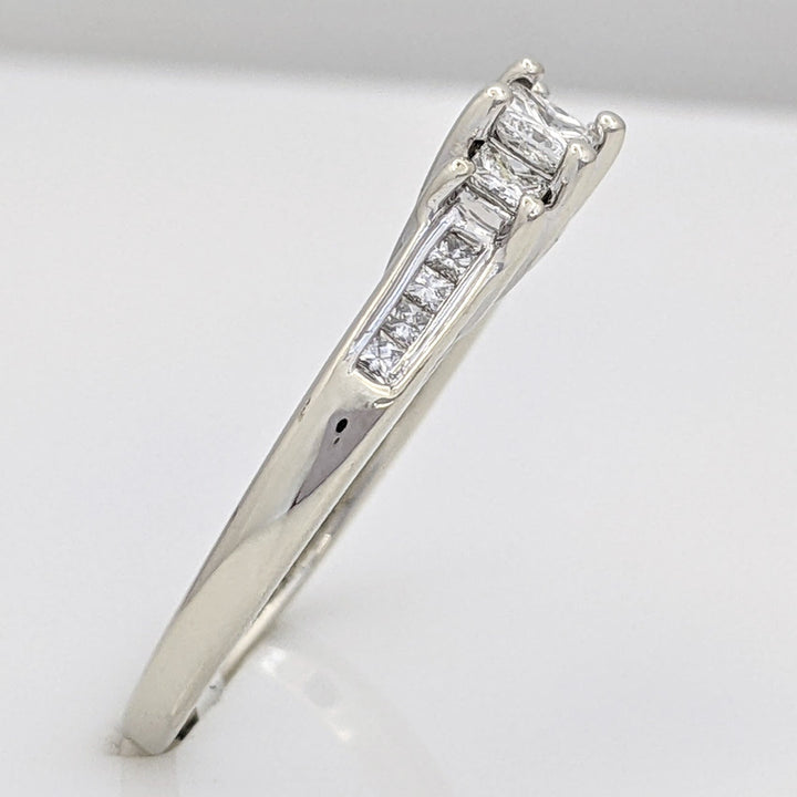14K WHITE .54 CARAT TOTAL WEIGHT I1 H DIAMOND PRINCESS CUT (13) ESTATE TRINITY RING 3.3 GRAM