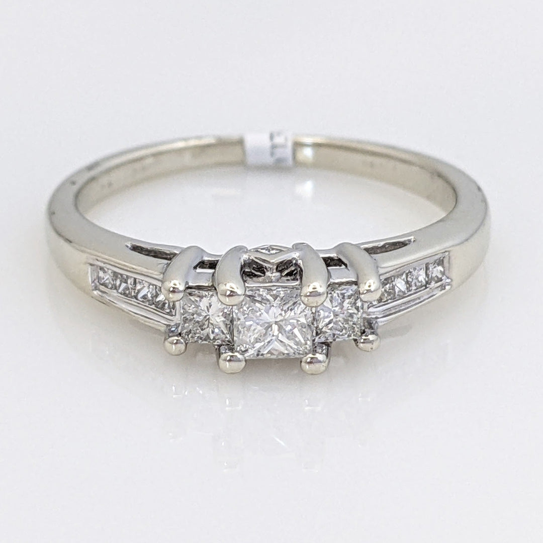 14K WHITE .54 CARAT TOTAL WEIGHT I1 H DIAMOND PRINCESS CUT (13) ESTATE TRINITY RING 3.3 GRAM