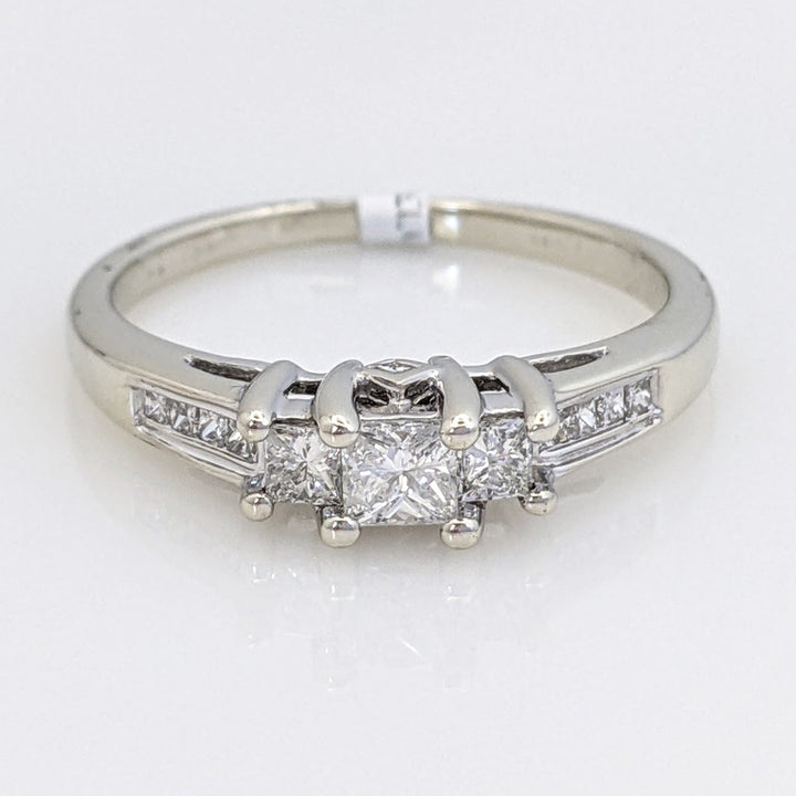14K WHITE .54 CARAT TOTAL WEIGHT I1 H DIAMOND PRINCESS CUT (13) ESTATE TRINITY RING 3.3 GRAM