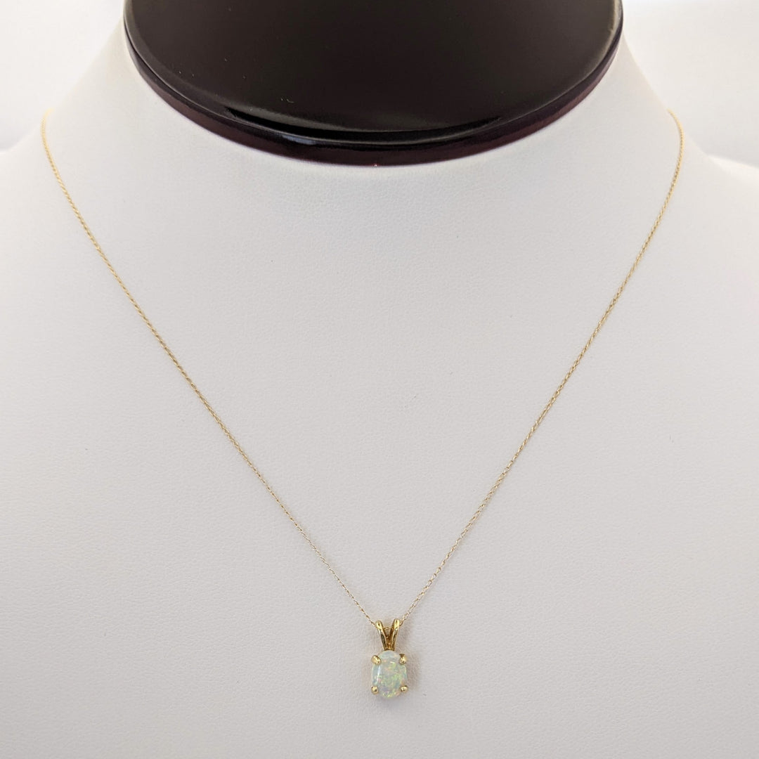 14K OPAL OVAL 4X6 (2) 5X7 (1) EARRINGS, PENDANT, &amp; CHAIN ESTATE SET 2.0 GRAMS
