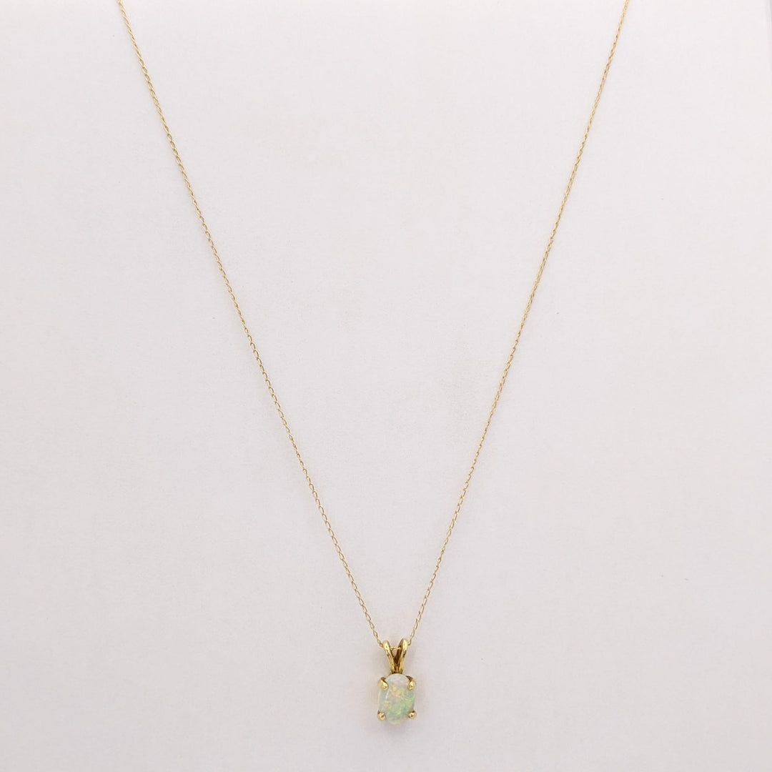 14K OPAL OVAL 4X6 (2) 5X7 (1) EARRINGS, PENDANT, &amp; CHAIN ESTATE SET 2.0 GRAMS