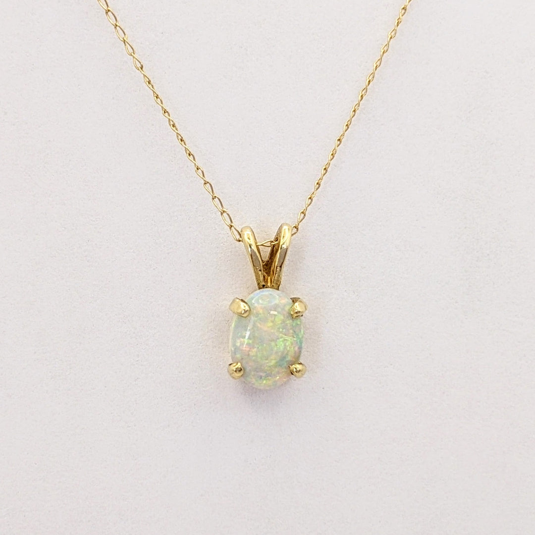 14K OPAL OVAL 4X6 (2) 5X7 (1) EARRINGS, PENDANT, &amp; CHAIN ESTATE SET 2.0 GRAMS