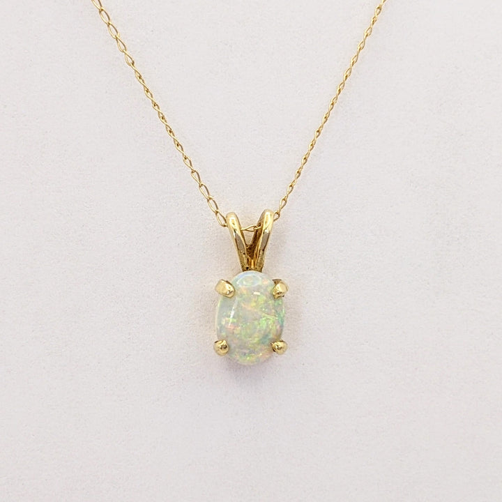 14K OPAL OVAL 4X6 (2) 5X7 (1) EARRINGS, PENDANT, &amp; CHAIN ESTATE SET 2.0 GRAMS