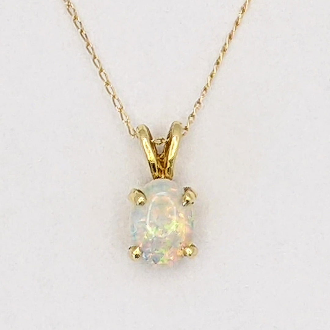 14K OPAL OVAL 4X6 (2) 5X7 (1) EARRINGS, PENDANT, &amp; CHAIN ESTATE SET 2.0 GRAMS
