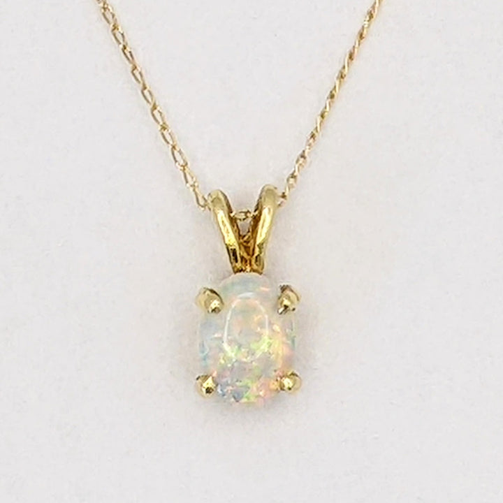14K OPAL OVAL 4X6 (2) 5X7 (1) EARRINGS, PENDANT, &amp; CHAIN ESTATE SET 2.0 GRAMS