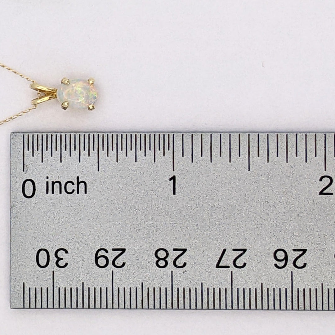 14K OPAL OVAL 4X6 (2) 5X7 (1) EARRINGS, PENDANT, &amp; CHAIN ESTATE SET 2.0 GRAMS